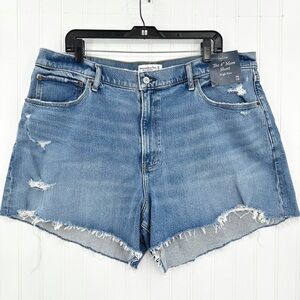 Abercrombie Fitch Shorts Womens 34 18 Mom High Rise 4" Curve Love Blue Denim NWT